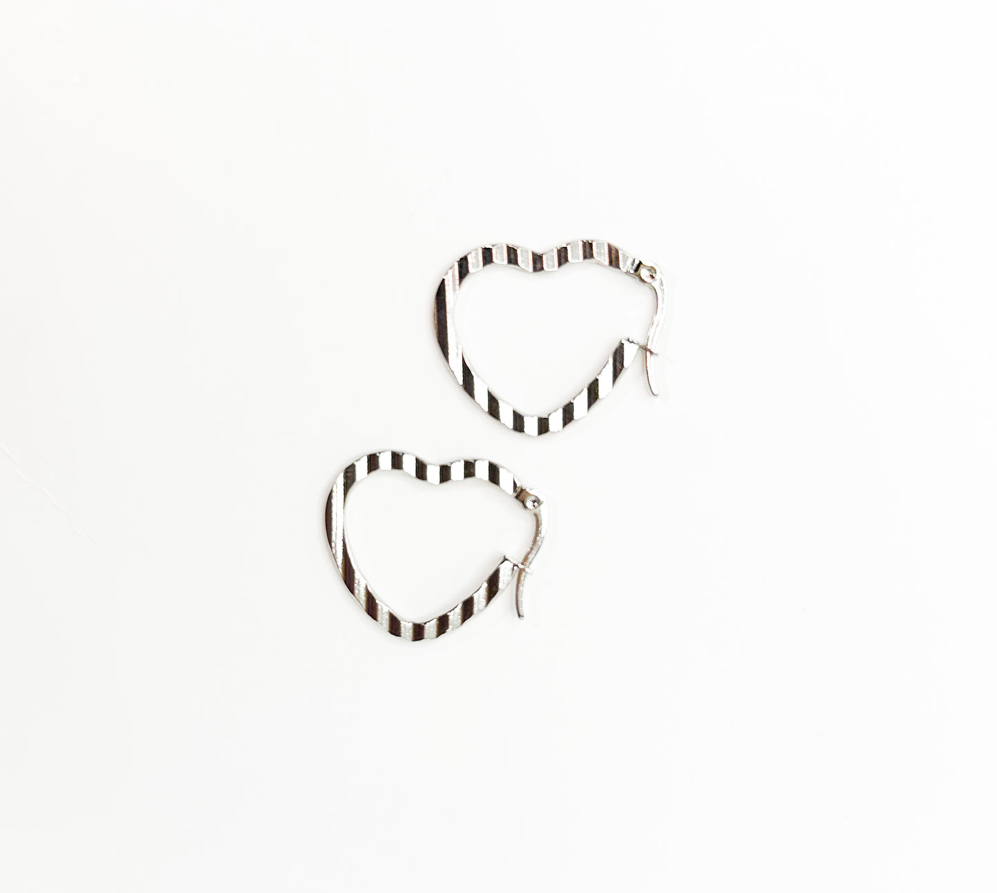 Silver Heart Hoops