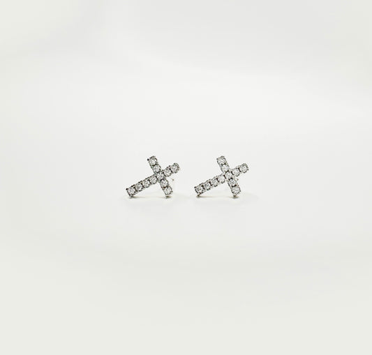 Silver Cross Studs