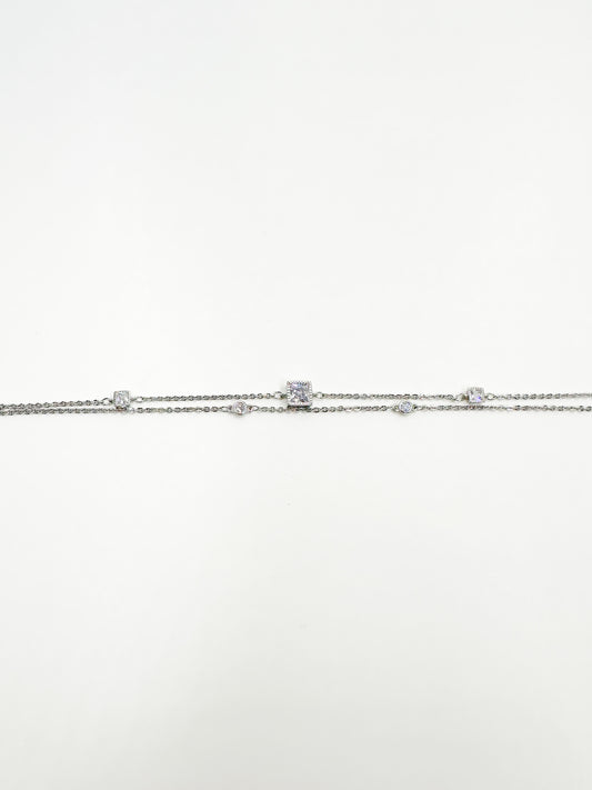 Zircon Silver Anklet