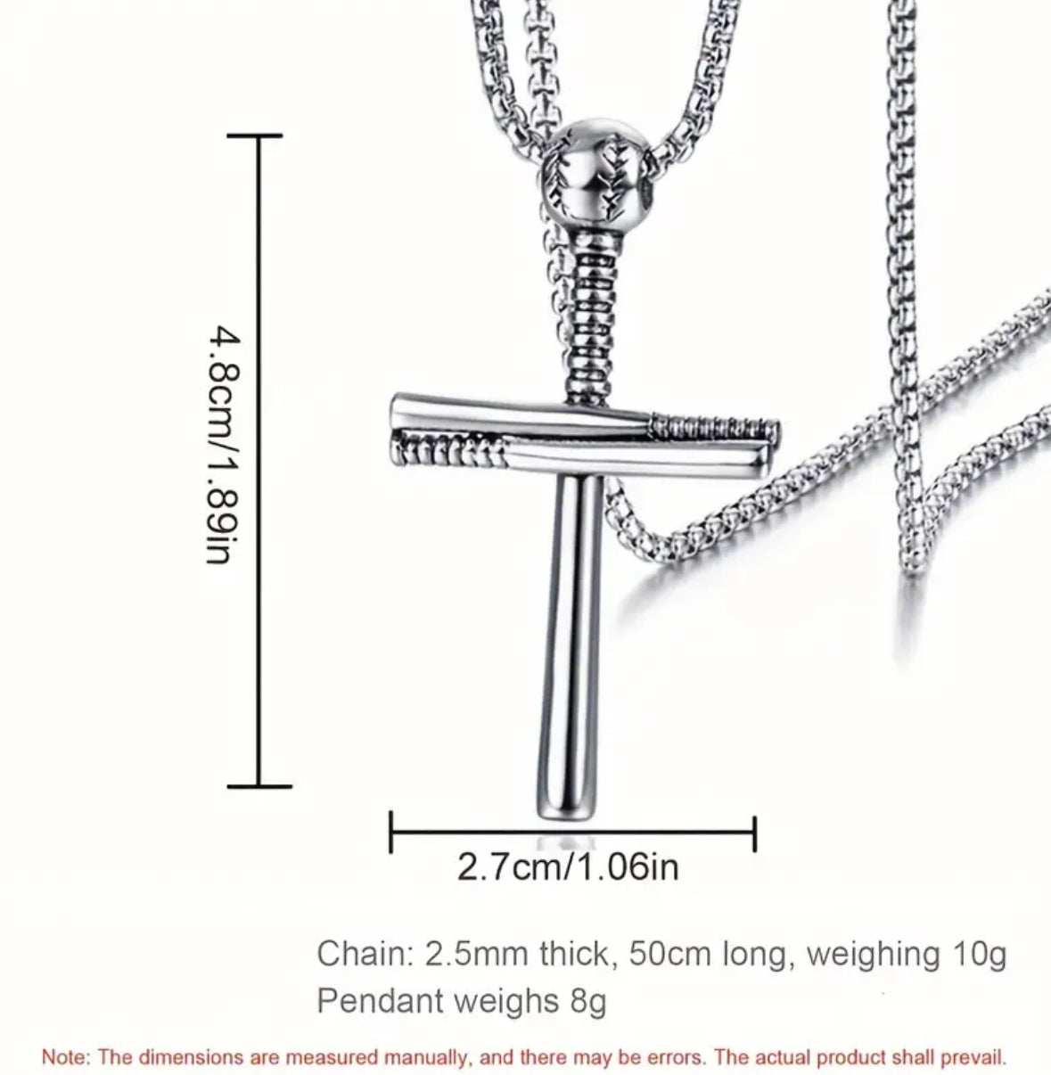 Baseball style cross Necklace