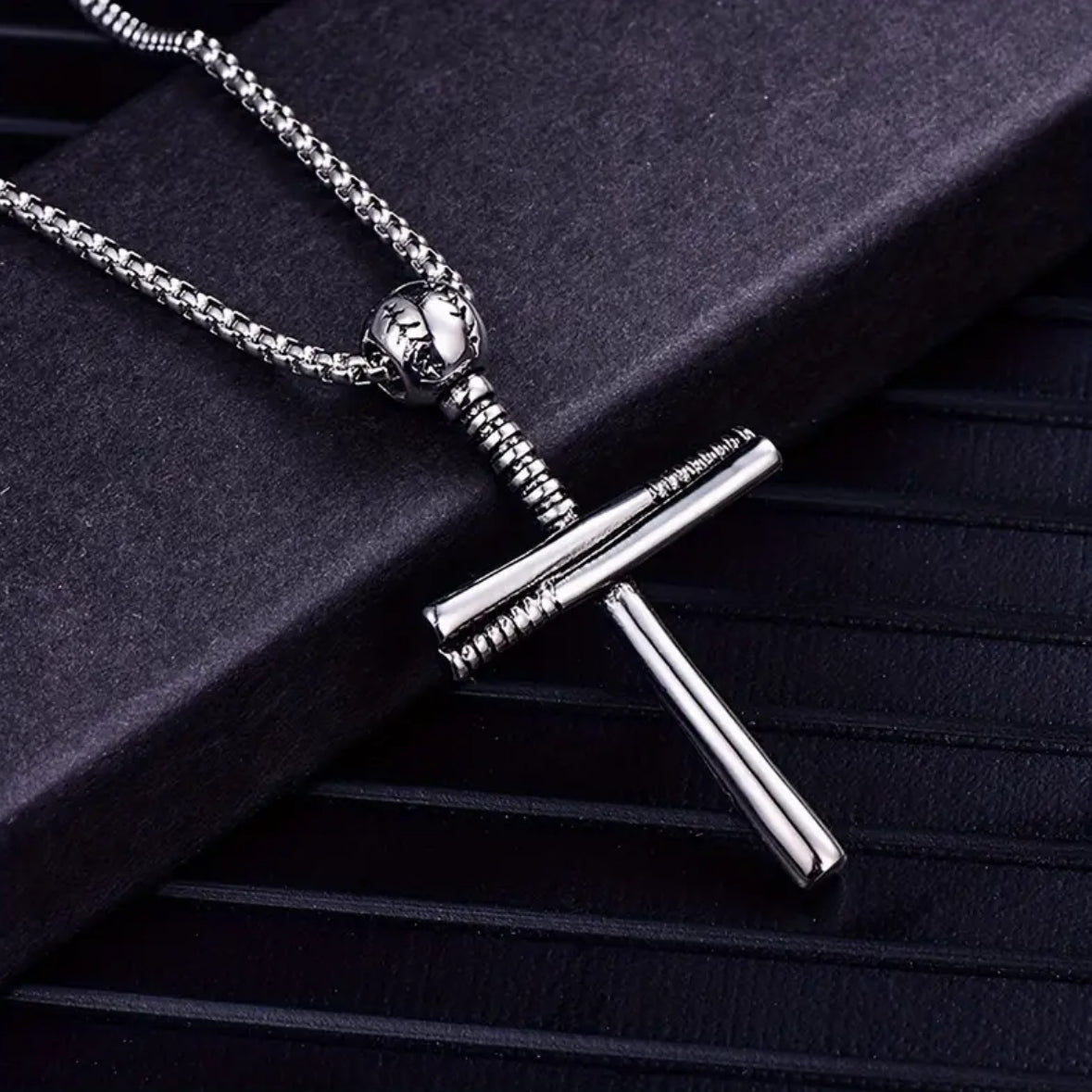 Baseball style cross Necklace