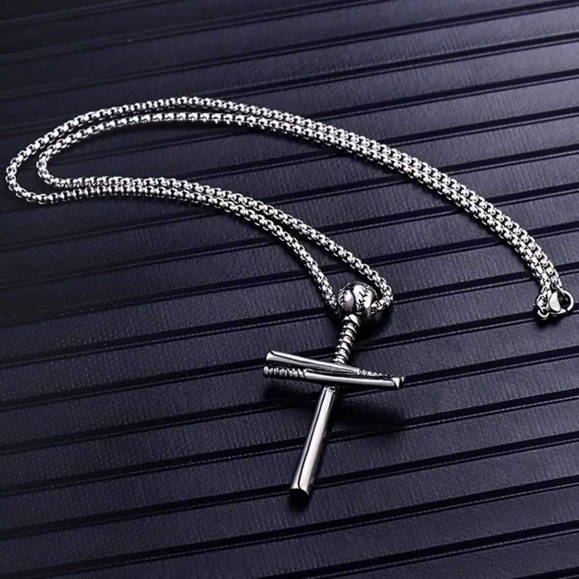 Baseball style cross Necklace